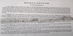 A printed list of “Stipulatons”, divided into several points.  The relevant one is point 4, which is quoted in the main text below.  The document looks old and has suffered some damage.