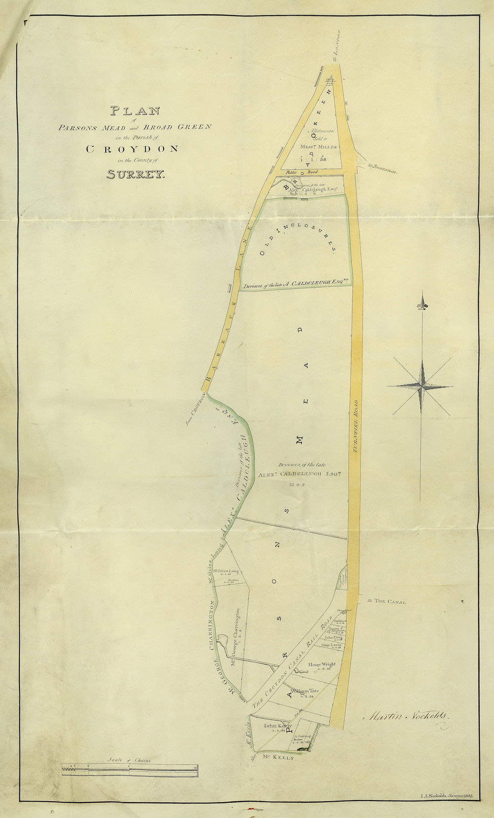 Parsons Mead Croydon Map Parson's Mead Enclosure Award And Map (1825)